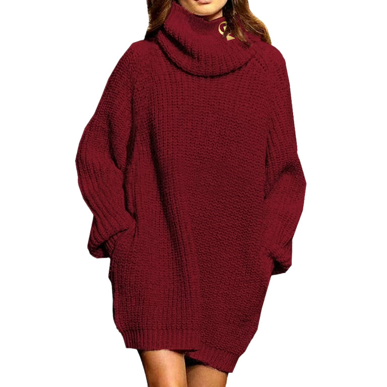 Women's Turtleneck Oversized Long Sweater Dress 2024 Plus Size Tunic Pullover Knit Fall Dresses