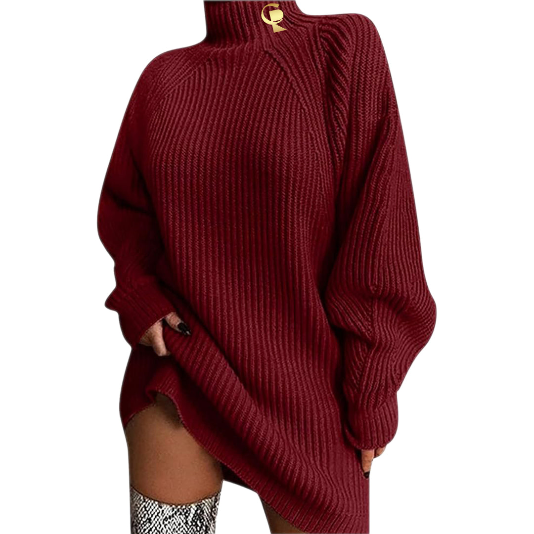 Women's Turtleneck Oversized Long Sweater Dress 2024 Plus Size Tunic Pullover Knit Fall Dresses